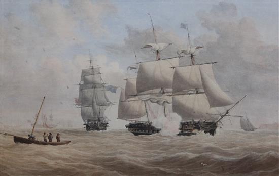 John Cantiloe Joy (1806-1866) A frigate firing a salute 12.5 x 19.75in